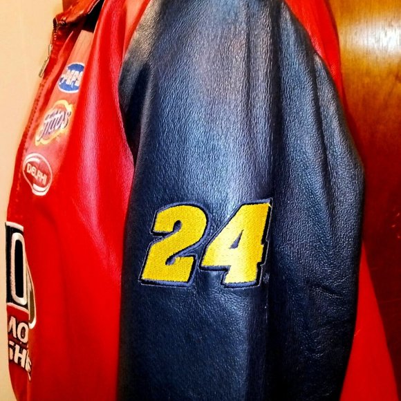 Vintage Women's Jeff Gordon #24 DuPont Red Leather NASCAR Jacket Sz Medium - Picture 4 of 7